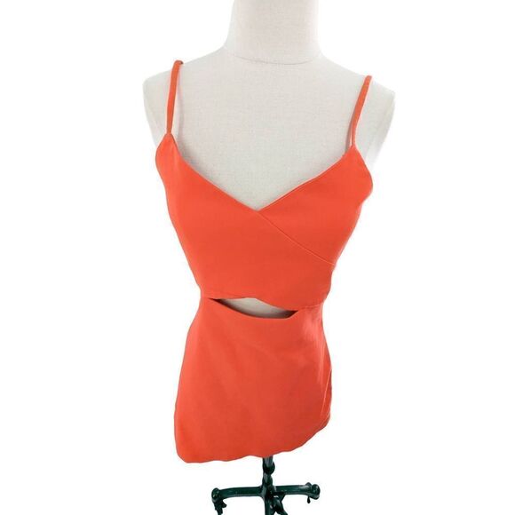 Zara Women Red Spaghetti Strap Cut Out Cocktail Mini Dress Size Medium - Picture 1 of 14